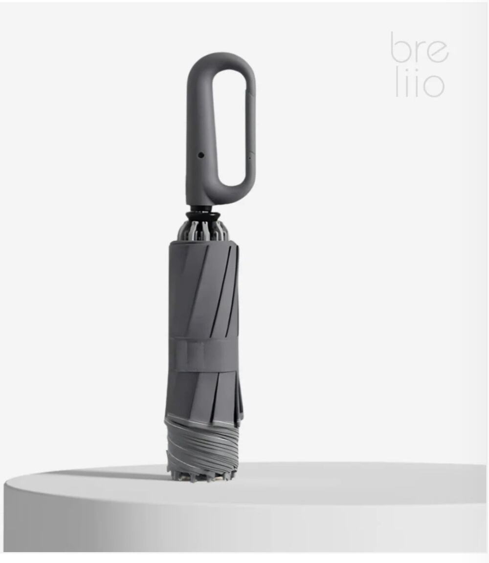 Brelio Reverse Folding Compact/Folding Umbrella for Men, Solid Gray